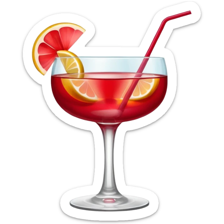 two realistic glasses of cocktail in emoji style,  coupe glass shape, no straw, no fruit, no ice, no Cocktail sticks sticker