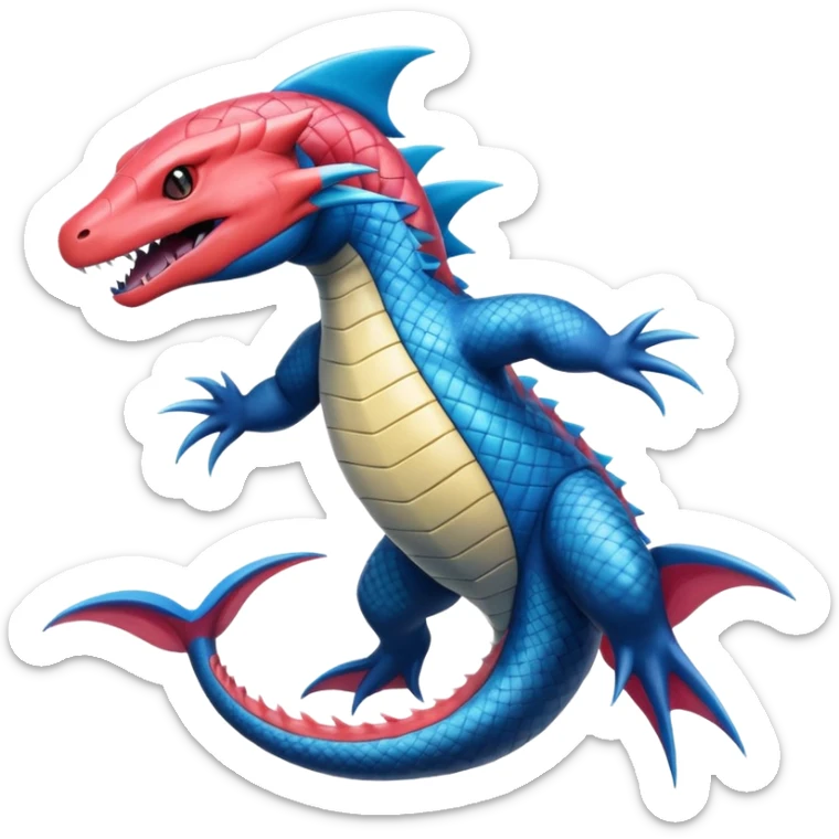 Salandit-Milotic-Feraligatr-Fakémon-hybrid-creature (full body)  sticker