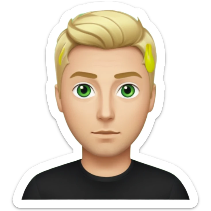Lance Bass green eyes, blonde hair, black shirt sticker