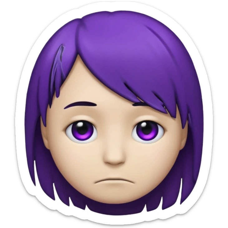 Normal emoji head, but with emo hair and black and purple paint around the eyes like an emo. And it’s looking sad sticker
