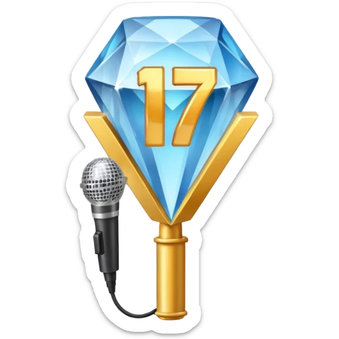 I want these emojis 💎🎤 in one frame with the number 17 I don't want a girl or boy in the pictures. sticker