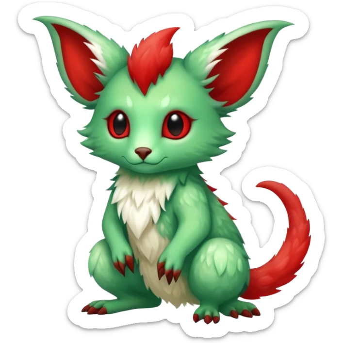 Cute Cool Green Red ethereal Fionbri-Vernid-Trico-animal-creature full body sticker