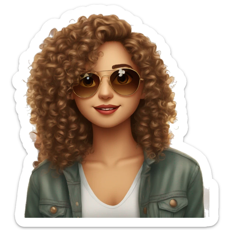 curly hair beautifull girl date with a boy beatufull sunglass sticker