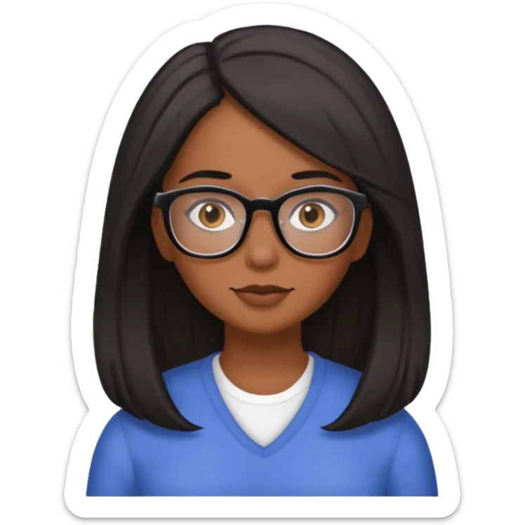 My Sexy wife. black hair, and awesomeness. She has some gray hair. she's super cute. She has brown eyes and is just lovely. Her hair is down her back. No earrings. She is natural beauty. She is 54 with some gray hair. Dont miss that. And i love her so much. Give glasses. sticker