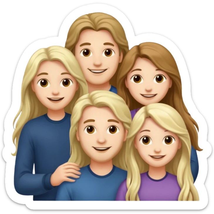 3 loving friends, 1 man and 2 girls with long hair sticker