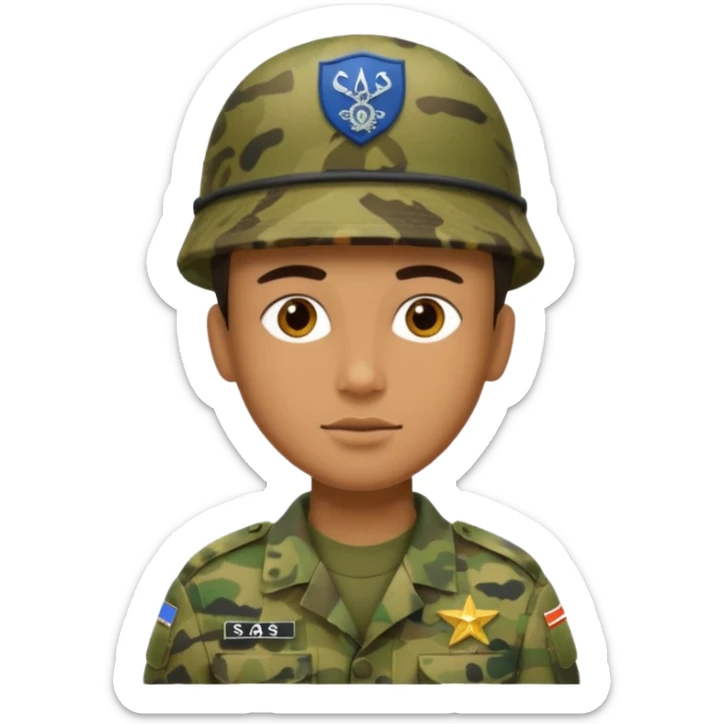 Soldaten in Tarnfarbe der salotiert und den SAS Buchstaben auf der Mütze und Uniform sticker