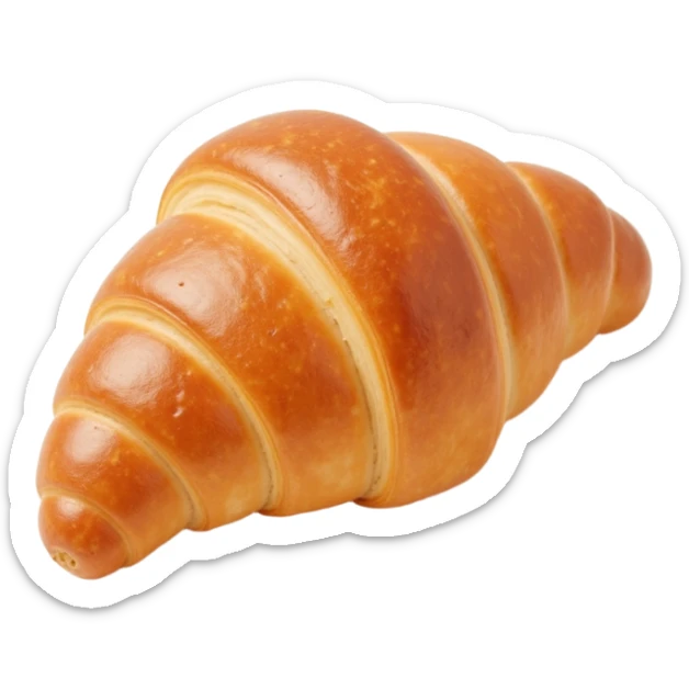 flaky croissant with visible layers, skeuomorphism icon style sticker
