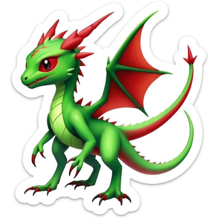 Cool Edgy Green Red ethereal badass punky Fionbri-Vernid-Trico-Flygon-animal-creature full body sticker