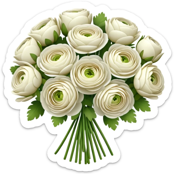bouquet of ranunculus (white flowers ) 25 flowers  sticker