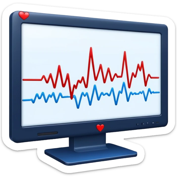 heartbeat line on monitor in blue and red colors sticker