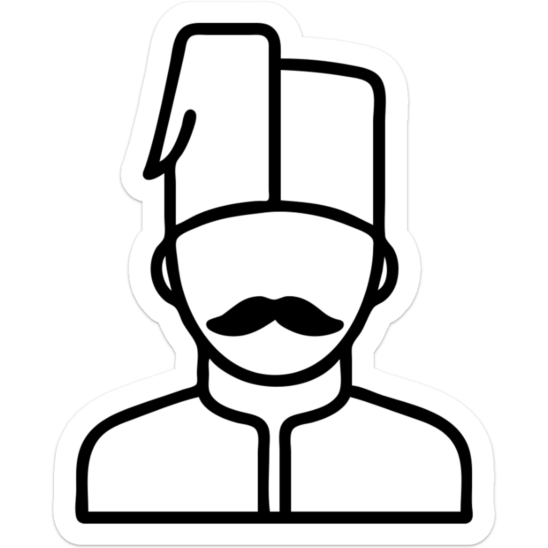 minimalistic icon of an Ottoman Janissary with distinctive headgear and mustache sticker
