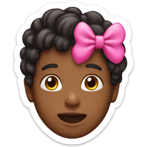 black boy with his tongue out with a pink bow on his hair  sticker
