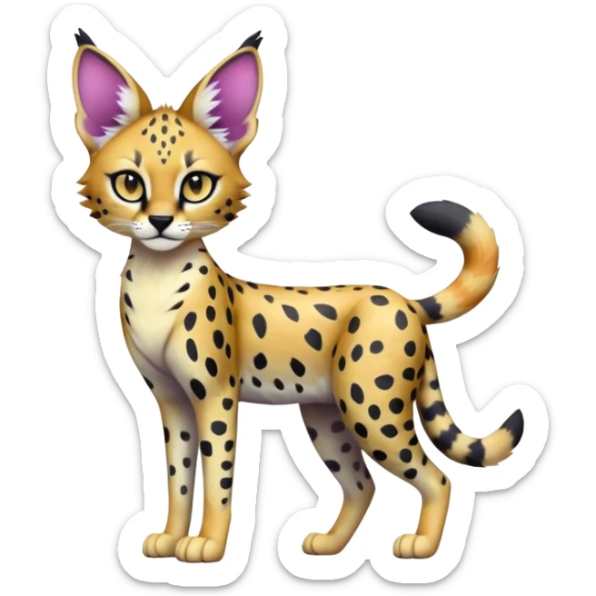 Anthro Epic Edgy Dark Colorful Pastel-Gradient Serval-Vernid full body sticker
