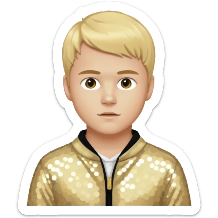 Brady Corbet as Brian Lackey from Mysterious Skin with light skin, golden blonde hair, cream sequin outfit sticker