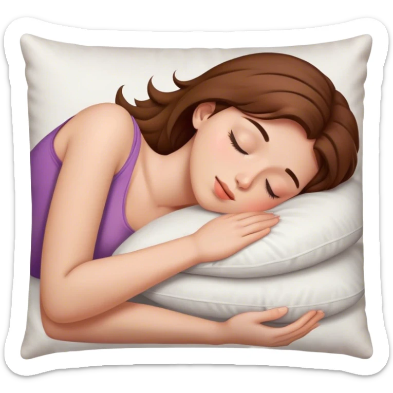 girl with brown hair lying on pillow sleeping, show her from the  neck up  sticker