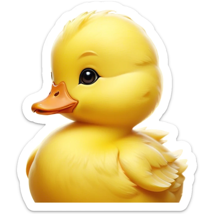 Cinematic Noble Yellow Baby Duck Portrait Emoji, Poised and regal, with a tiny, delicate build and a vibrant, well-groomed bright yellow downy coat, deep-set soulful bright eyes, Simplified yet sharp and sophisticated features, highly detailed, glowing with a soft, dignified glow, high shine, intelligent and charming, stylized with an air of youthful elegance, focused and attentive, soft glowing outline, capturing the essence of a watchful and confident little duckling, so majestic it feels as though it could peep out of the screen with effortless authority! sticker