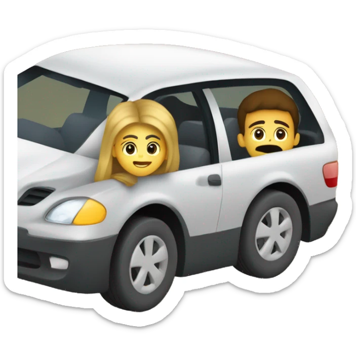deux personne dans une voiture qui roule et sortent la tête de la voiture sticker