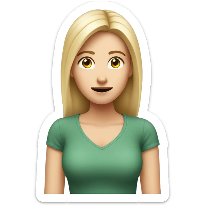 A white girl with an important face turns her two fingers near her nose, dissatisfied sticker