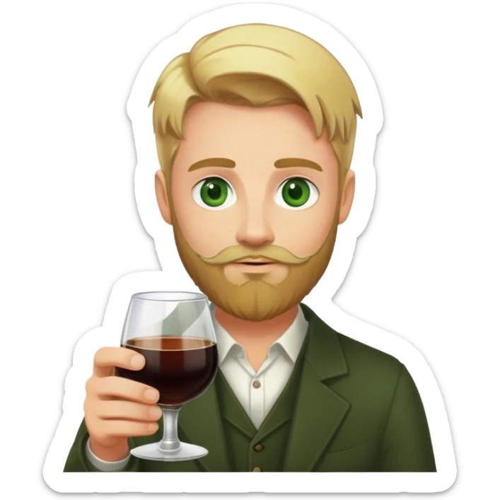 Chico rubio, con barba y ojos verdes con vaso de fernet en la mano sticker