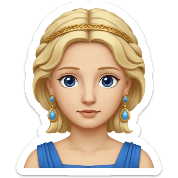 Ancient Roman woman with earrings and blonde hair, blue drees sticker
