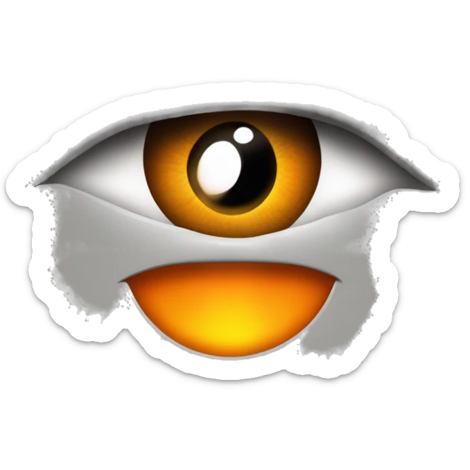Simple iOS-style emoji of Sauron's eye with a vertical slit pupil and glowing orange iris. Make the design clean and minimal with smooth shapes, typical of iOS emoji." sticker
