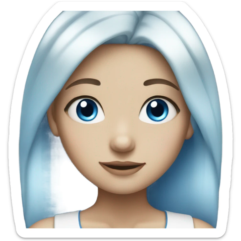 White & blue hair, blue eyes, girl sticker