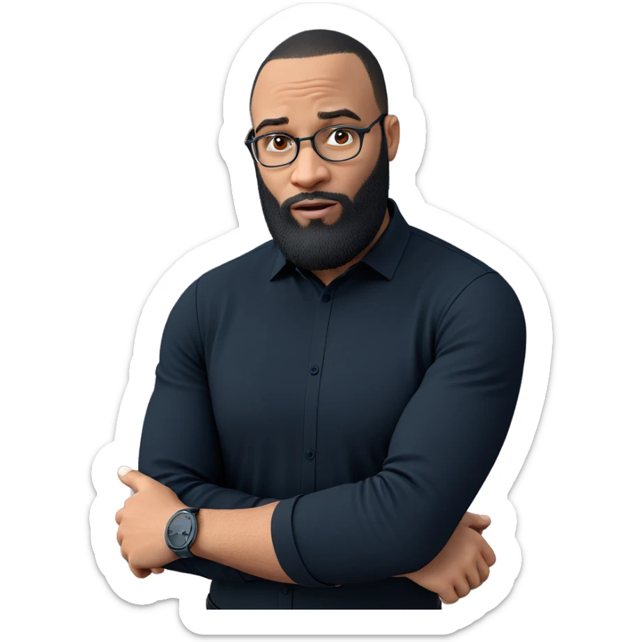 thoughtful guy in black shirt sticker