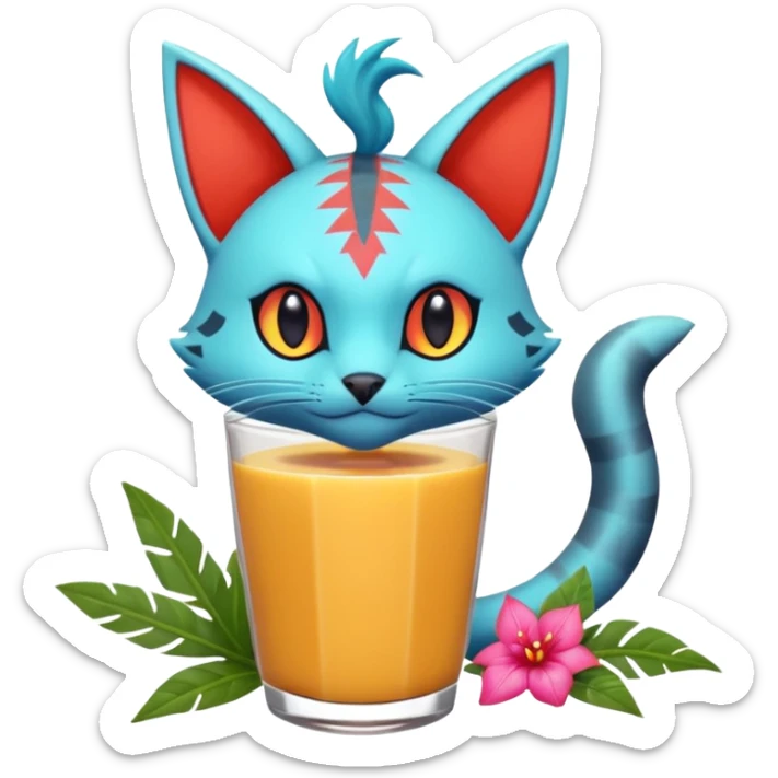  exotic tropical cyber-Soothy-Smoothie-Litten-Linoone-Noibat-Fakémon-Pokémon-Vernid-creature sticker