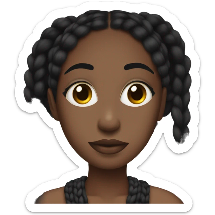 Black girl with black braids tied up. Aesthetic with a clean girl mask, doing her self-care. sticker