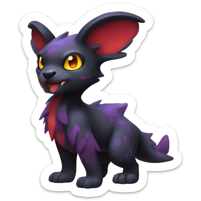 Cute cool dark black red purple yellow animal hybrid Fakemon full body sticker