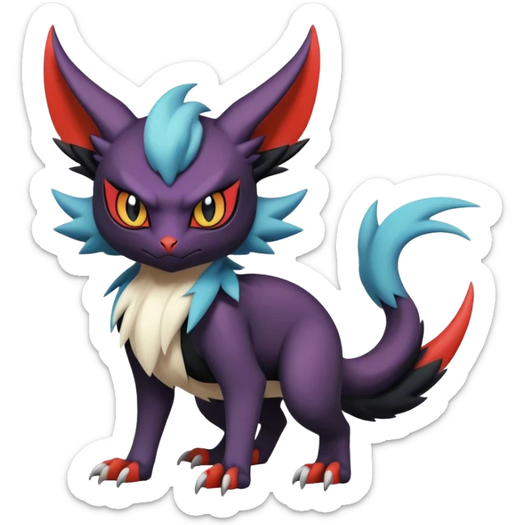 Edgy Cool Kawaii Litten-Noivern-Noibat-Absol-Pokémon Full Body sticker