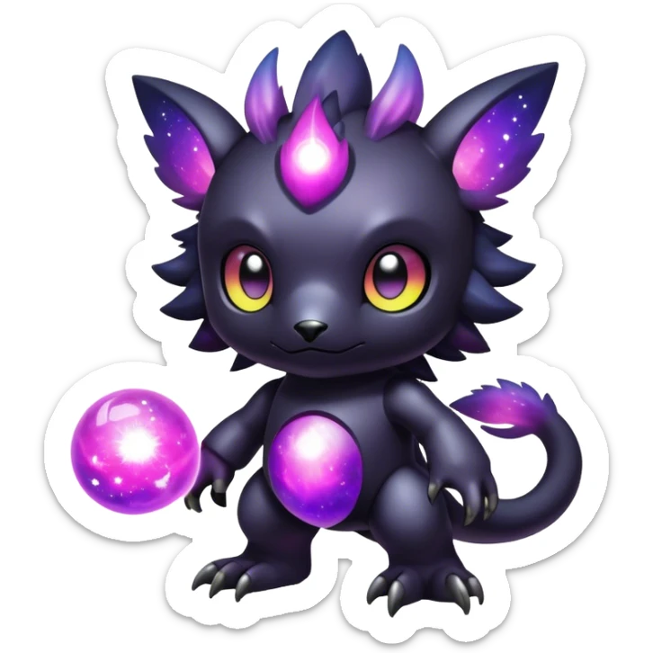 Cute cool colorful dark nebula fantasy-Digimon-animal-hybrid full body sticker
