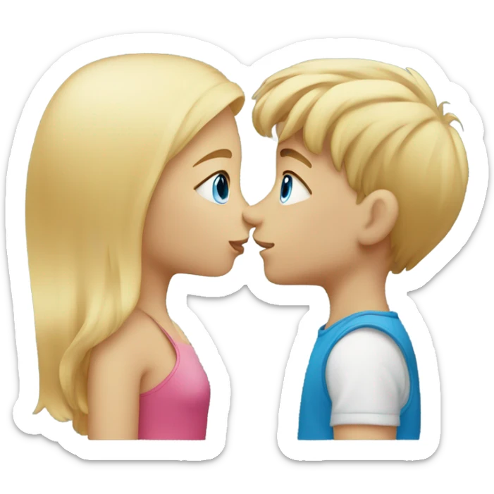kiss-kiss boy and girl blue eyes and blond hair sticker