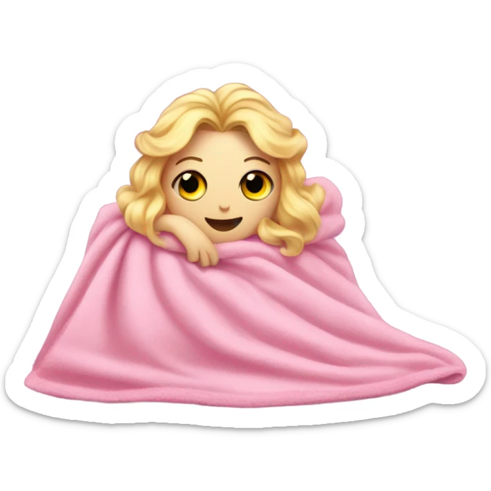 Glinda from wicked in her pink dress is sick coverd by a blanket sticker