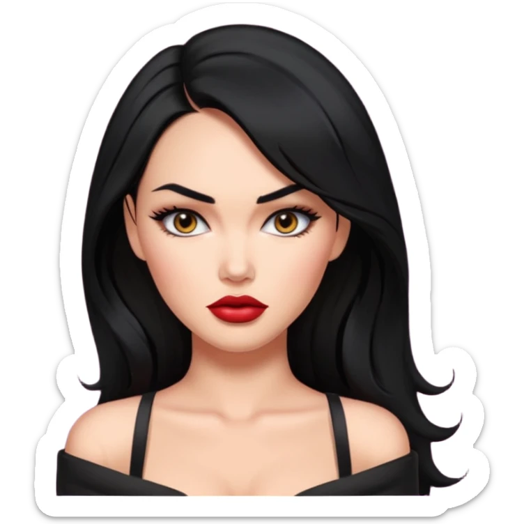 “Emoji girl, femme fatale, black hair. megan fox vibes sticker