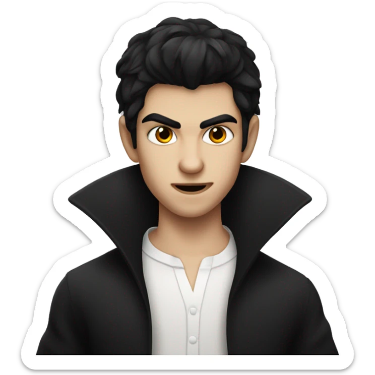 teen boy vampire with dark hair and white shirt sticker