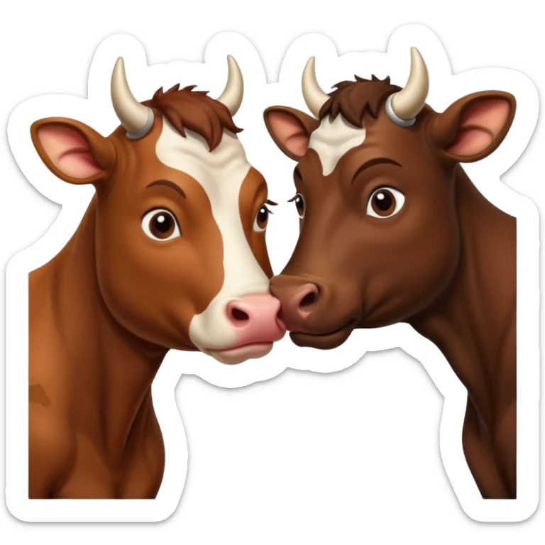 Female cow and male bull kiss sticker