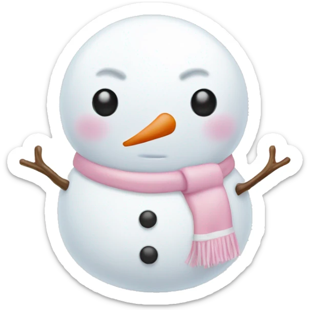 Cute white and light pink snowman sticker