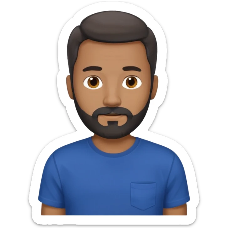 give my dad a grandpa look but beard mixed with grey and black , very low hair on head brown in complexion, casual clothes sticker