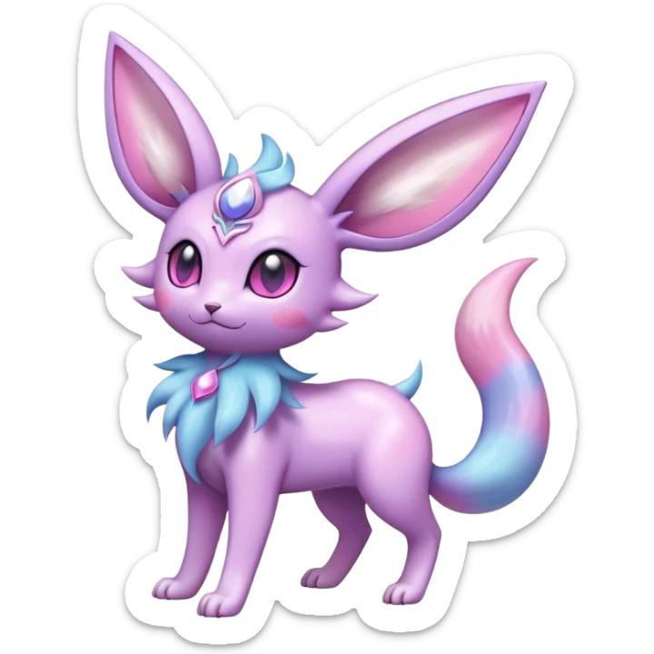 Shiny Cool Sparkly Cute Ethereal Espeon-Sylveon-Nidorino-Fakemon-hybrid-fusion- full body sticker