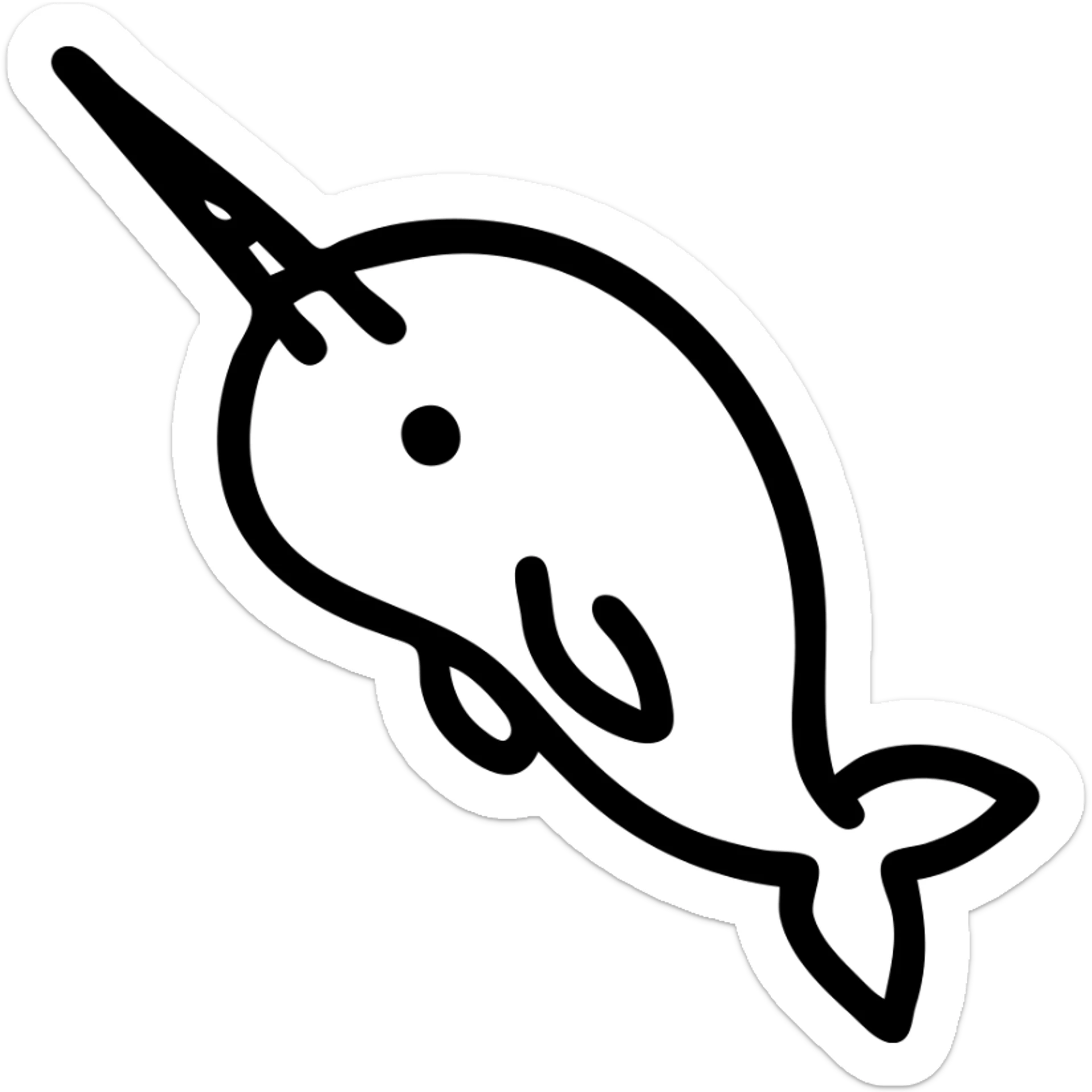 narwhal icon, minimalist, geometric shapes, very minimal details, clean lines, modern icon style sticker