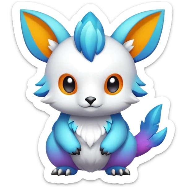 Cute cool colorful fantasy animal hybrid Fakemon full body sticker
