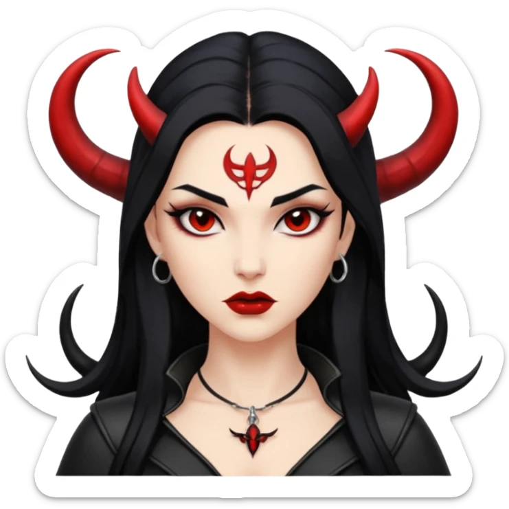 Lilith symbol seductress evil brow haired sexy succubus woman with leather on sticker