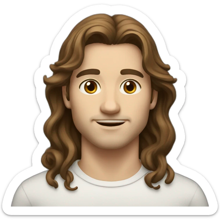 Young men type italian, White skin, with rather long wavy brown hair, Little bit dezoom sticker