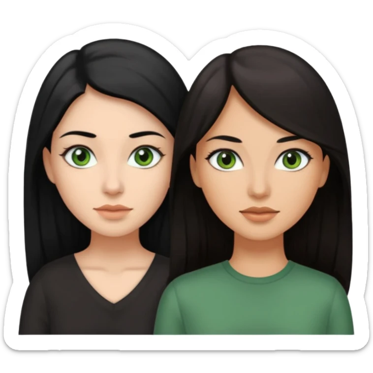 enemies chico pelo negro ojos grises chica pelo castaño largo ojos verdes sticker