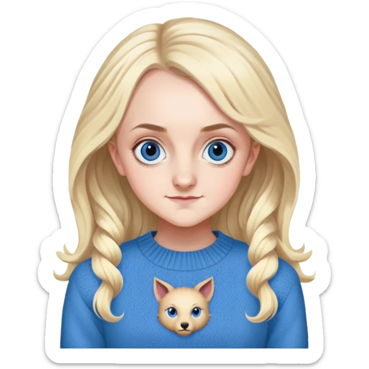 Evanna Lynch is Luna Lovegood in harry potter, wear blue sweater sticker