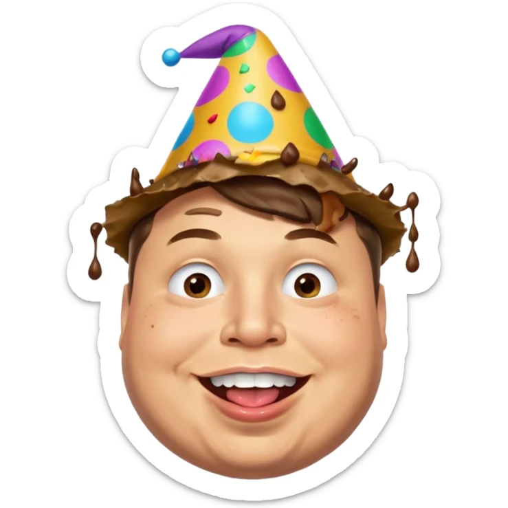 overweight elon musk partying with poop all over his mouth sticker