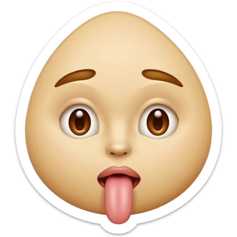 tête qui tire la langue sur le côté avec la bouche de côté et faisant des amandes avec ses yeux sticker