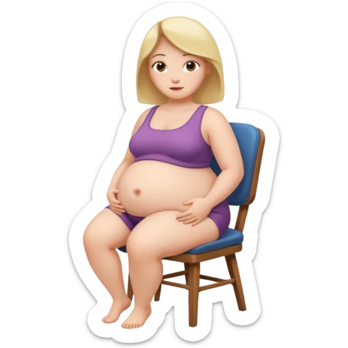 woman with unnaturally round belly (belly the size of a chair) sticker