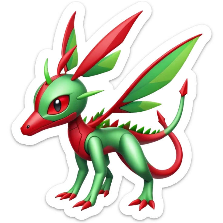 Colorful Futuristic Cute Modern Scizor-Flygon-Fakemon-creature-hybrid Full Body sticker